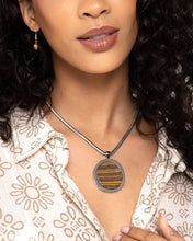 Load image into Gallery viewer, 2 pc SET: Pendant Puzzle - Brown necklace + earring A035