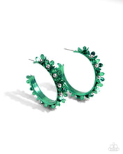 Load image into Gallery viewer, Fashionable Flower Crown - Green hoop earring
