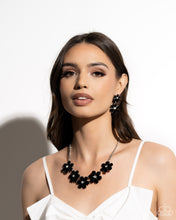 Load image into Gallery viewer, $16 SET: Floral Fun - Black Necklace with earring A096