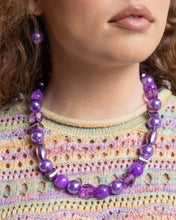 Load image into Gallery viewer, $16 SET: Plentiful Pearls - Purple necklace plus matching bracelet E007