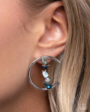 Load image into Gallery viewer, Pronged Patchwork - Blue post earring A019