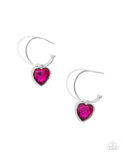 Load image into Gallery viewer, Diamond of the Night - Pink hoop earring A029