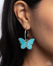 Load image into Gallery viewer, Melodic Mariposa - Blue hoop earring E041