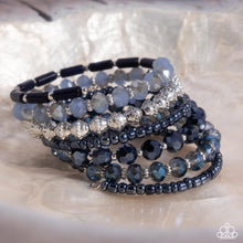 Load image into Gallery viewer, Stacked Surprise - Blue coil bracelet E069