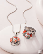 Load image into Gallery viewer, $16 SET: Mademoi-SHELL Magic - Orange necklace + ring BOX 18