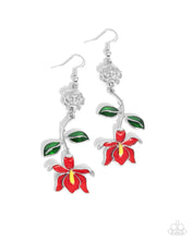 Load image into Gallery viewer, Floral Fractal - Red earring B008