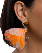 Load image into Gallery viewer, Feathered Flamingo - Orange earring E041