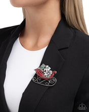 Load image into Gallery viewer, Sledding Shimmer - Red Brooch C020