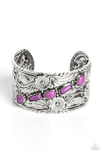 Load image into Gallery viewer, Still FLORAL Stones - purple cuff bracelet G024