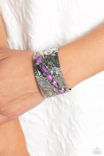 Load image into Gallery viewer, Still FLORAL Stones - purple cuff bracelet G024