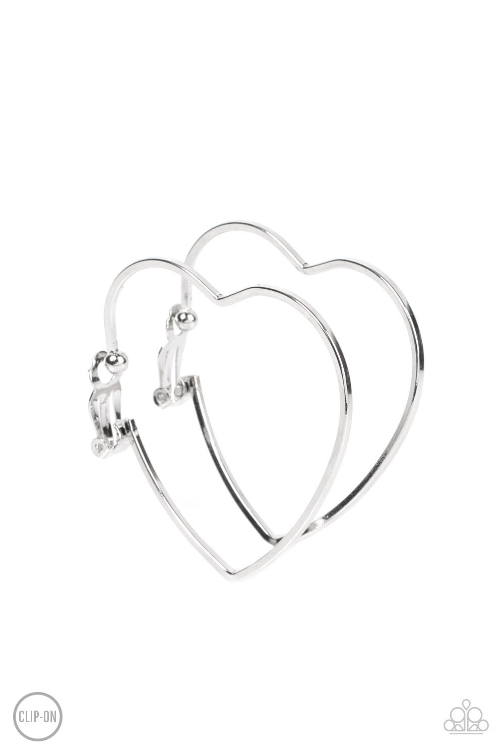 Harmonious Hearts - Silver clip-on hoop earring B090