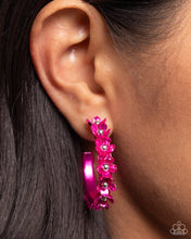Load image into Gallery viewer, Fashionable Flower Crown - Pink hoop earring B091