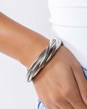 Load image into Gallery viewer, Stacked Severity - Silver coil bracelet Black Diamond Exclusive B128/B022
