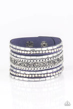 Load image into Gallery viewer, Rhinestone Rumble - blue bracelet A008

