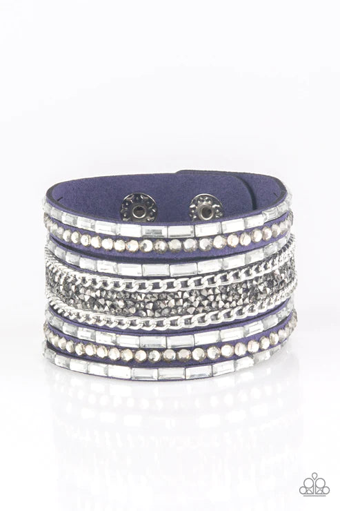 Rhinestone Rumble - blue bracelet A008