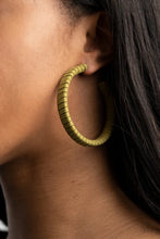 Load image into Gallery viewer, Suede Parade - Green hoop earring E072
