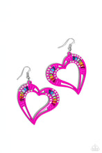 Load image into Gallery viewer, Embellished Emeralds - Pink earring A091
