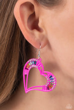 Load image into Gallery viewer, Embellished Emeralds - Pink earring A091

