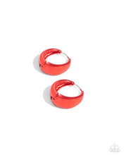Load image into Gallery viewer, Colorful Curiosity - Red hinge hoop earring B088
