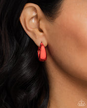 Load image into Gallery viewer, Colorful Curiosity - Red hinge hoop earring B088
