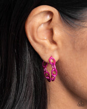 Load image into Gallery viewer, Colorful Cameo - Pink hoop earring B025
