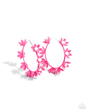 Load image into Gallery viewer, Flower Vine - Pink hoop earring E016
