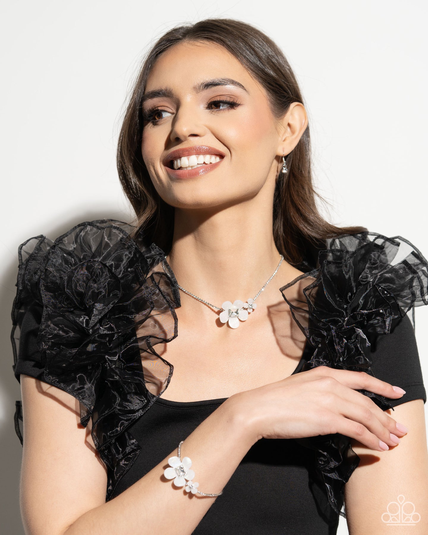$16 SET: Dainty Deduction - White necklace plus matching bracelet D083