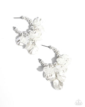 Load image into Gallery viewer, Frilly Feature - White hoop earring E016
