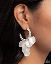 Load image into Gallery viewer, Frilly Feature - White hoop earring E016

