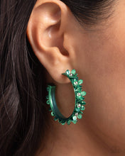 Load image into Gallery viewer, Fashionable Flower Crown - Green hoop earring Box 4
