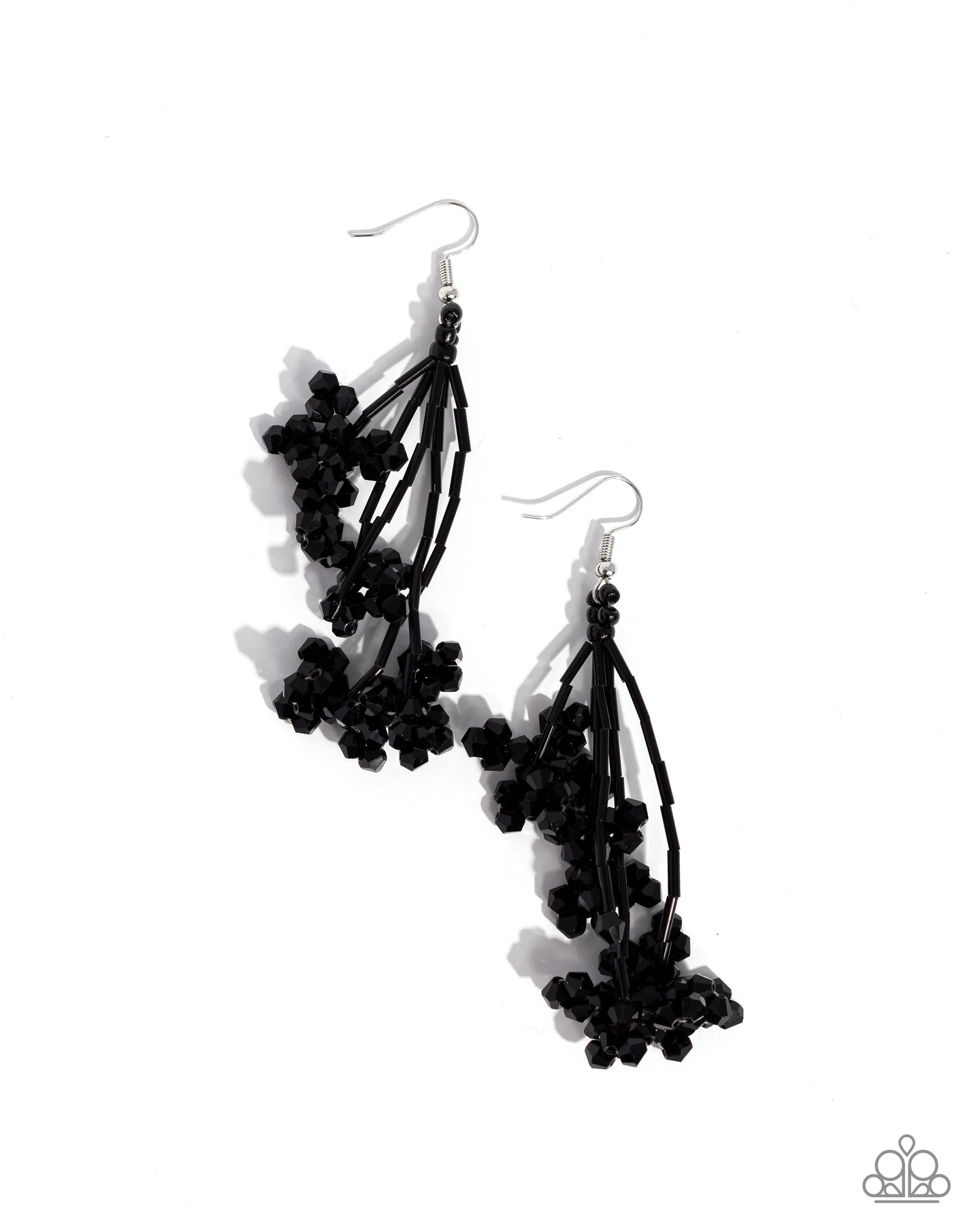 Petaled Precipitation - Black earring A081