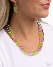 Load image into Gallery viewer, Rainbow Ragtime - Green necklace E011
