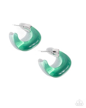 Load image into Gallery viewer, Clear Charm - Green hoop earring A039
