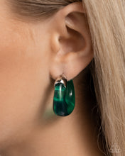 Load image into Gallery viewer, Clear Charm - Green hoop earring A039
