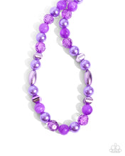 Load image into Gallery viewer, $16 SET: Plentiful Pearls - Purple necklace plus matching bracelet E007
