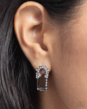 Load image into Gallery viewer, Safety Pin Secret - Black hinge hoop earring D044
