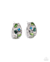 Load image into Gallery viewer, Antique Dealer - Green mini hoop earring D046
