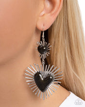 Load image into Gallery viewer, Sunburst Sweethearts - Black earring D073
