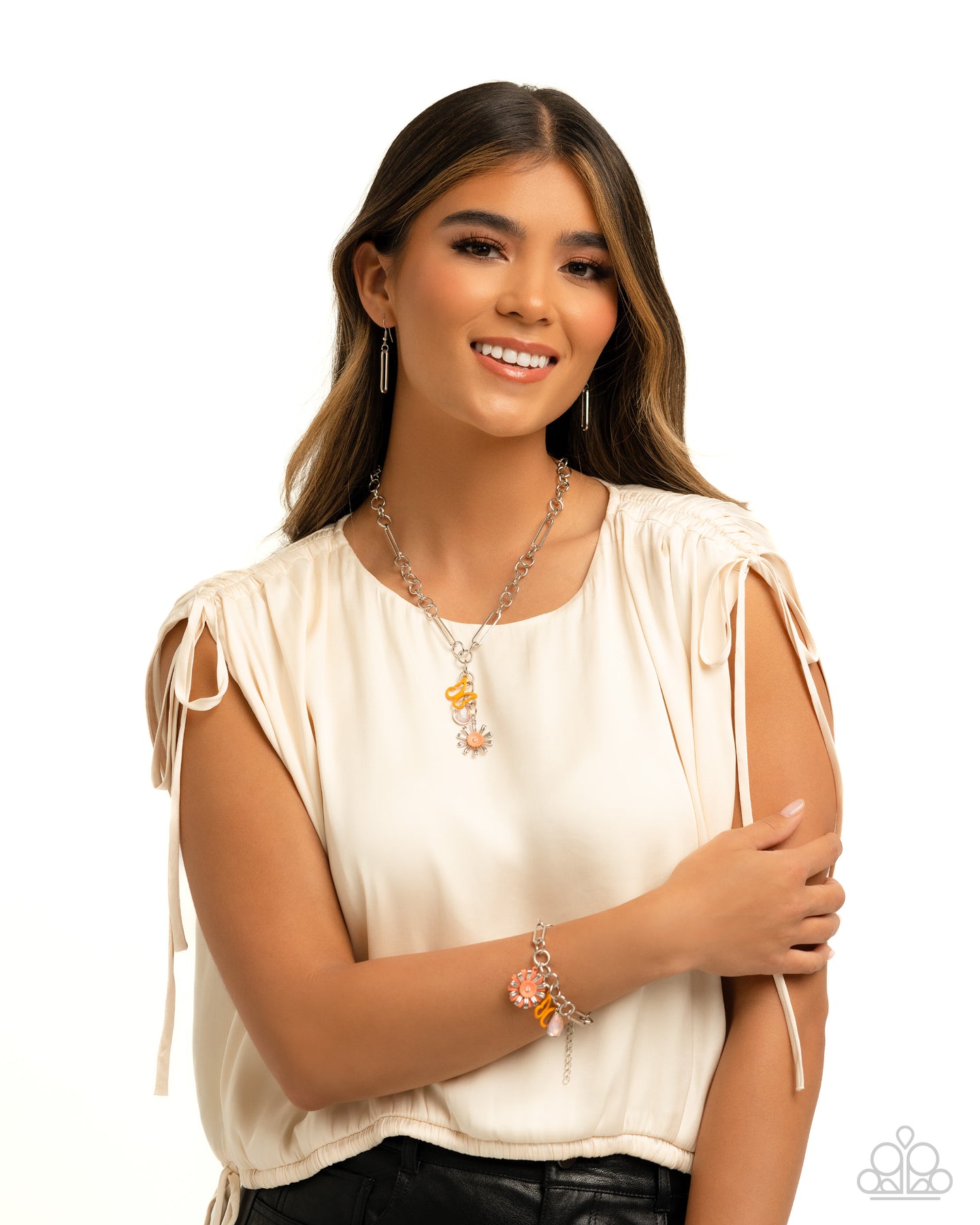 $16 SET: Aerial Adventure - Orange necklace + matching bracelet A034