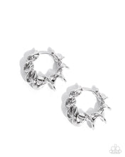 Load image into Gallery viewer, Corkscrew Chic - Silver hinge hoop earring D070
