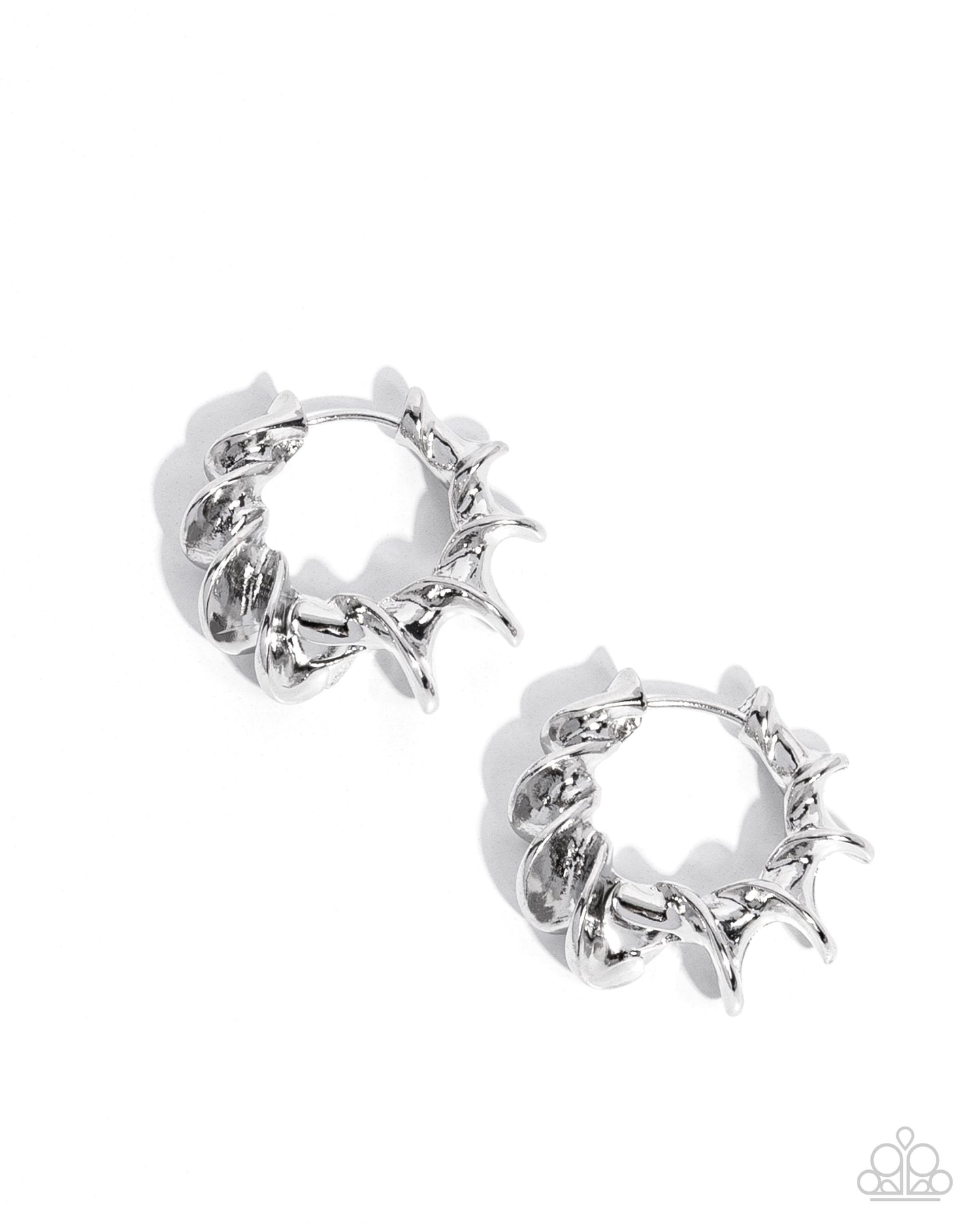 Corkscrew Chic - Silver hinge hoop earring D070
