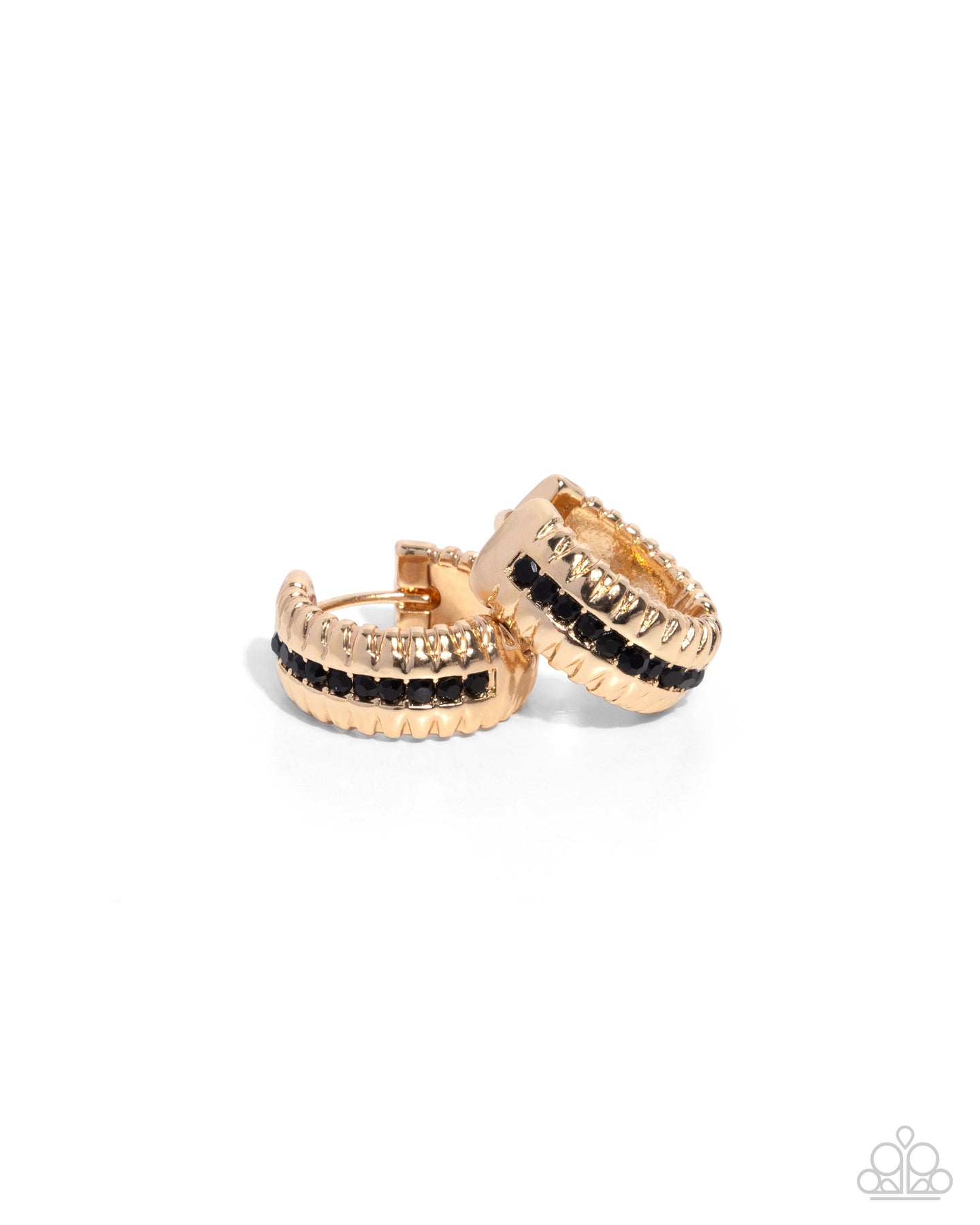Serrated Shimmer - Gold hinge hoop earring D079