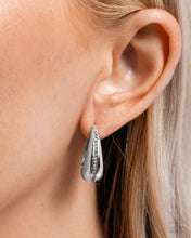 Load image into Gallery viewer, Executive Mansion - White hinge hoop earring D049
