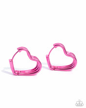 Load image into Gallery viewer, Memorable Love - Pink hinge hoop earring A034
