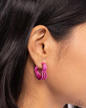 Load image into Gallery viewer, Memorable Love - Pink hinge hoop earring A034

