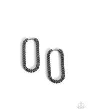 Load image into Gallery viewer, Meandering Moment - Black hinge hoop earring D042
