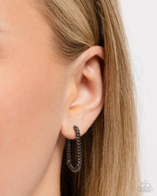 Load image into Gallery viewer, Meandering Moment - Black hinge hoop earring D042
