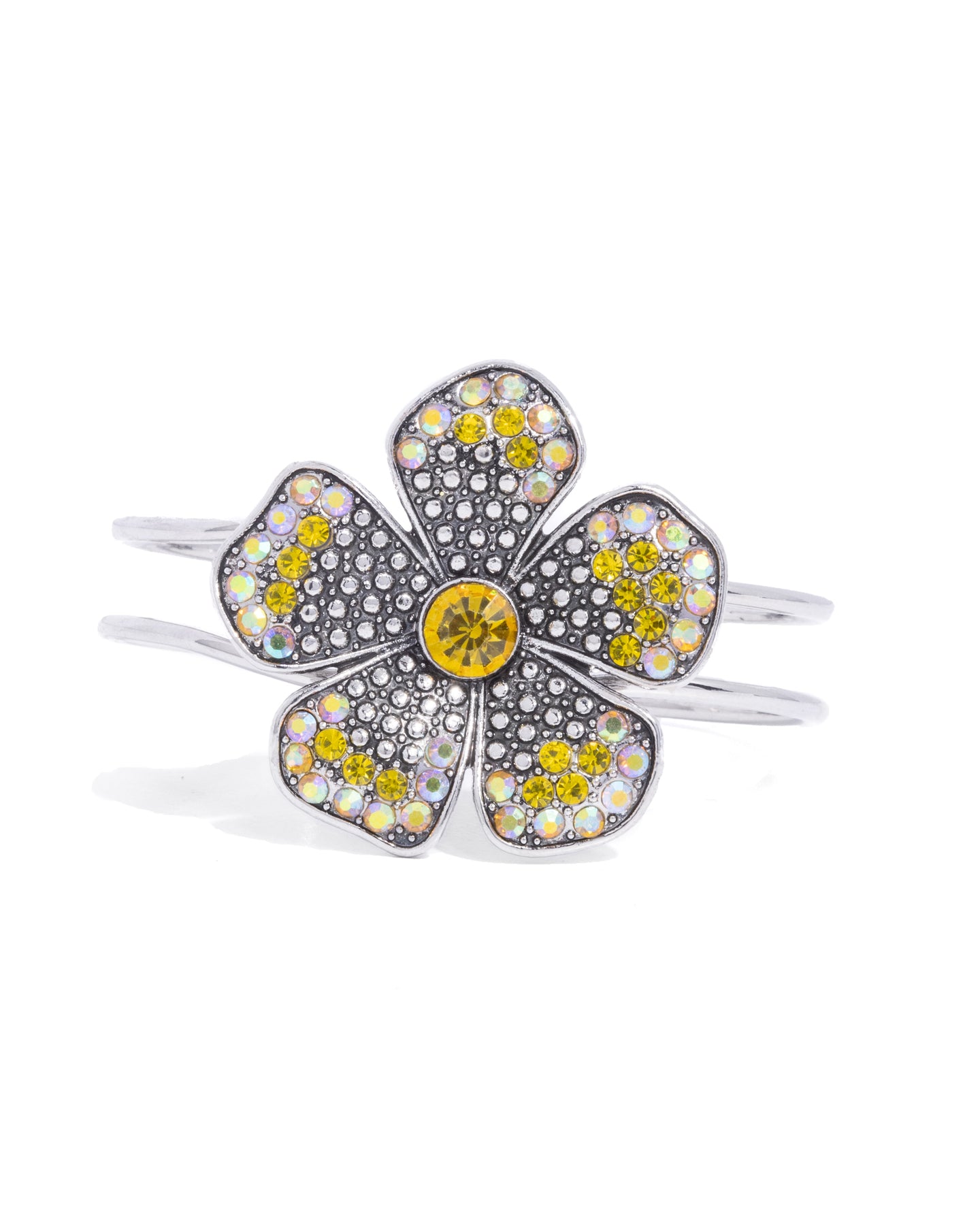 Bedazzled Bloom - Yellow hinge bracelet E022