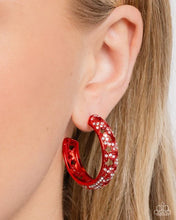 Load image into Gallery viewer, Stellar Significance - red hoop earring D042
