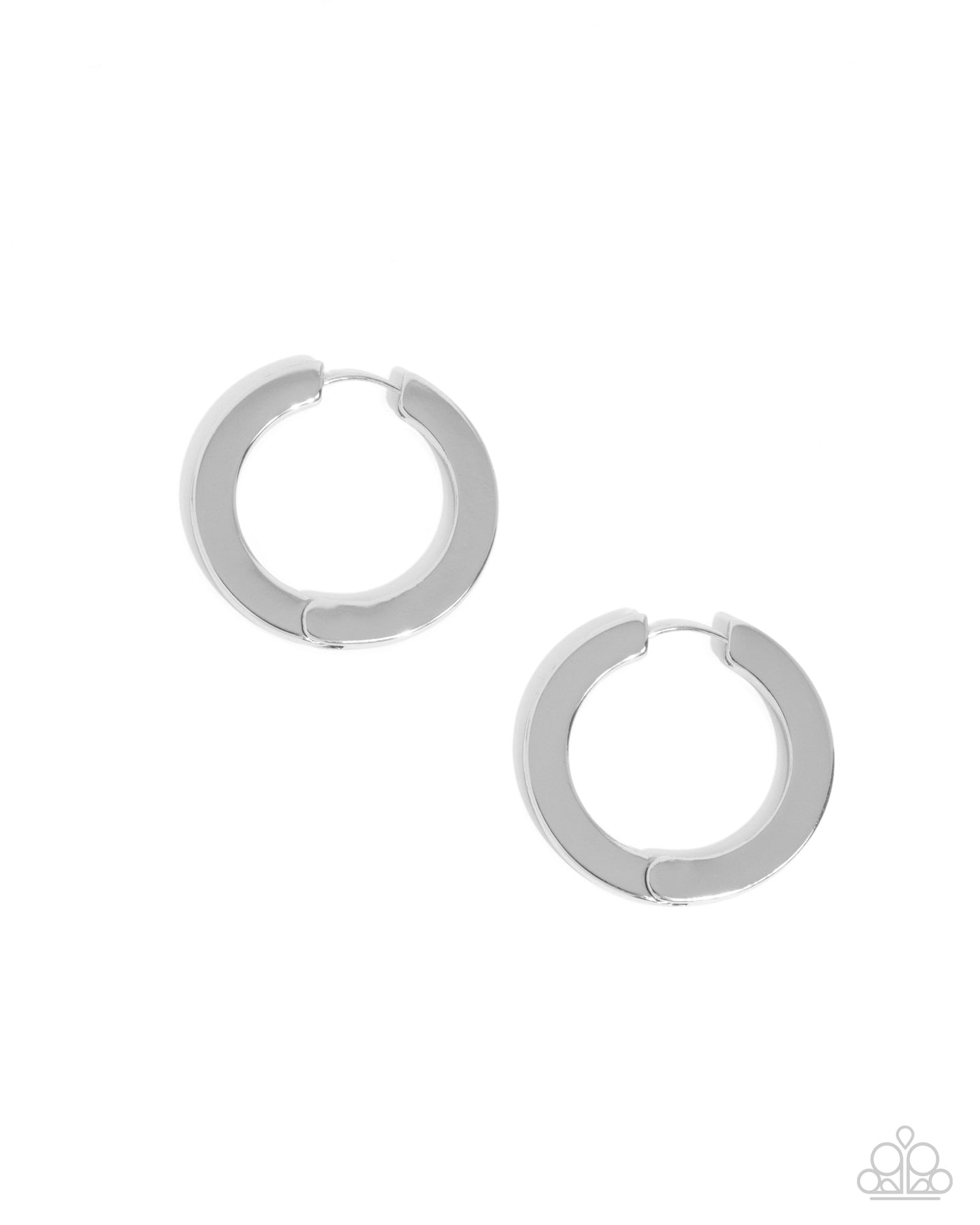 Circling Chariot - Silver hinge hoop earring C029